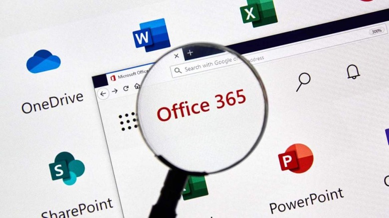 Office 365 icons on computer