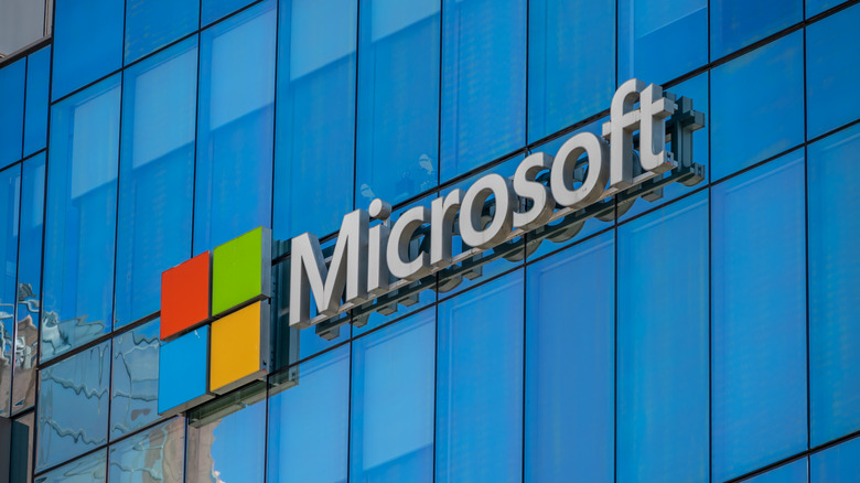 Microsoft logo on building