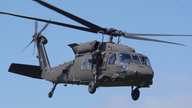 A Sikorsky Black Hawk military helicopter