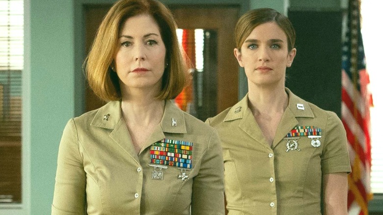 Colonel Glenn Turnbull and Captain Maya Dobbins walking in "The Code"