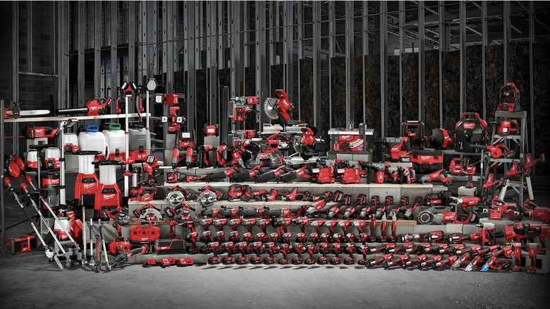 lots of Milwaukee M18 power tools