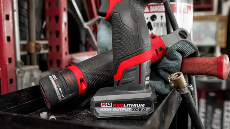 Milwaukee drill with M12 5.0 battery