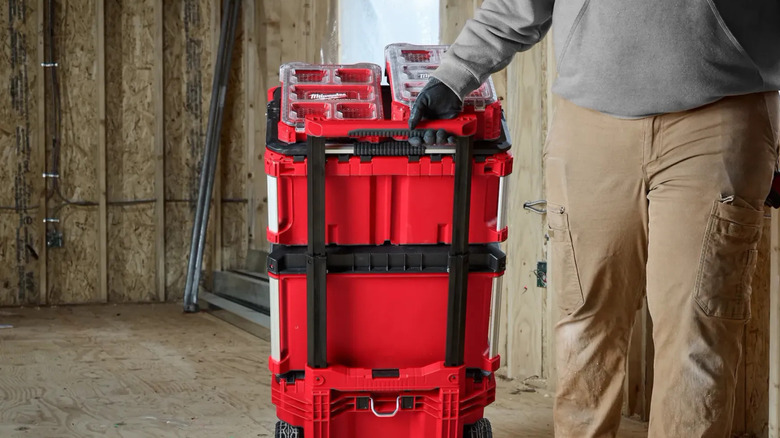 Back of Milwaukee Packout rolling toolbox