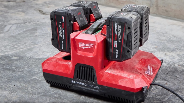 M18 & M12 Four Bay Simultaneous Super Charger on a job site