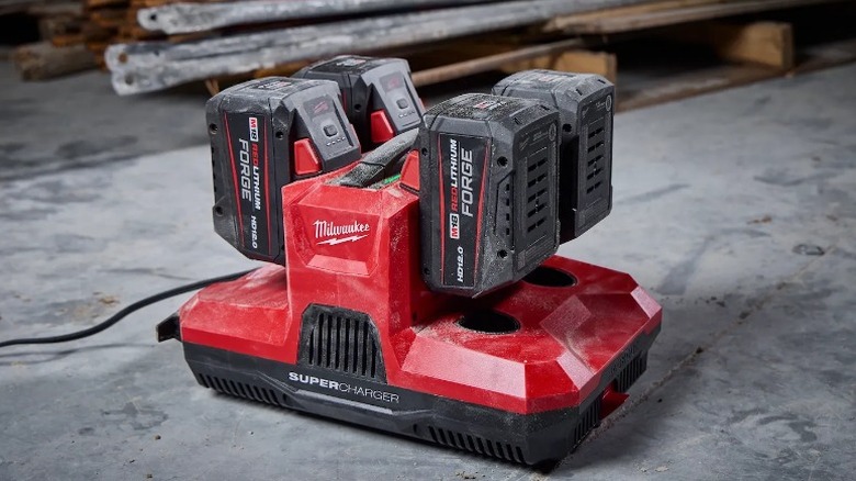 M18 and M12 Four-Bay Super Charger on concrete floor