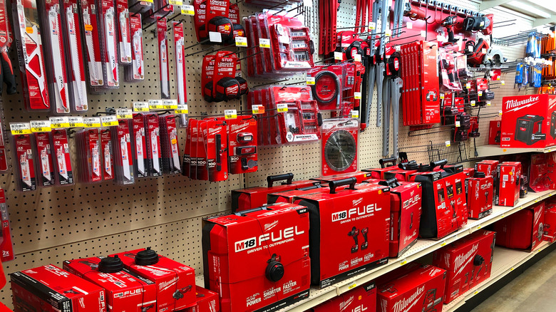 Milwaukee products in aisle