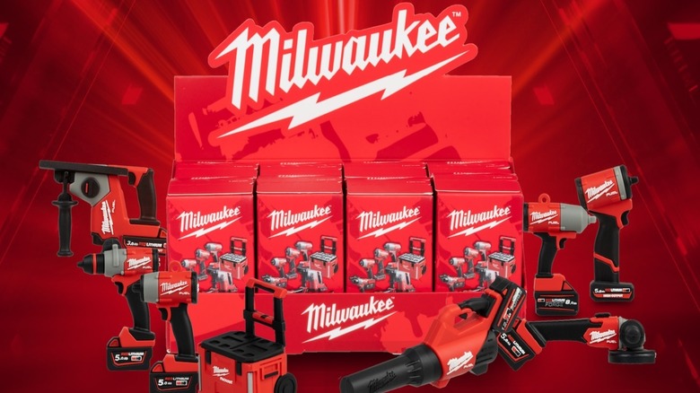 A promotional image of Milwaukee Tool Malaysia's collectible mini tools.
