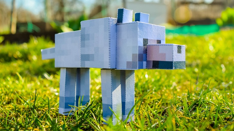 felt minecraft wolf outdoors