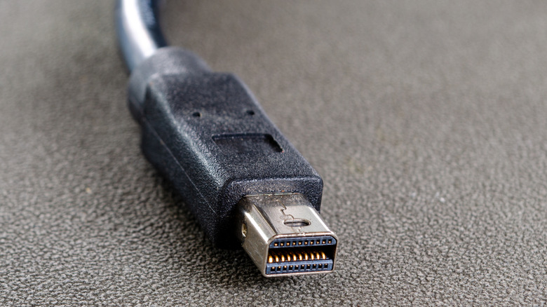 Close up of a Mini DisplayPort cable