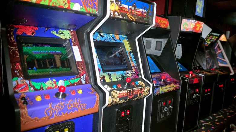 Arcade machines in a row.