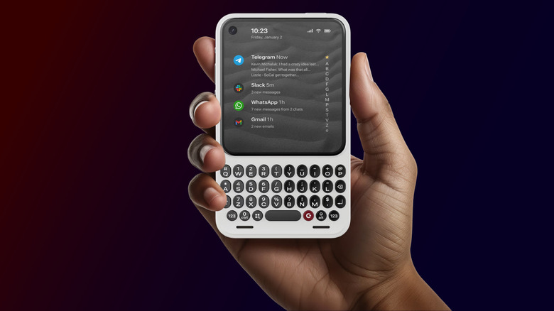 Person holding the Clicks Communicator smartphone
