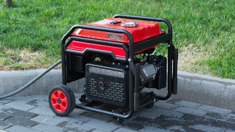 Portable generator in an open area