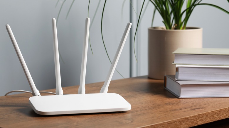 Wi-Fi router sitting on a desk