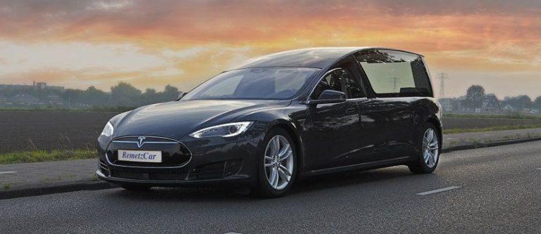 Modified Tesla Model S hearse offers EV ride to the afterlife