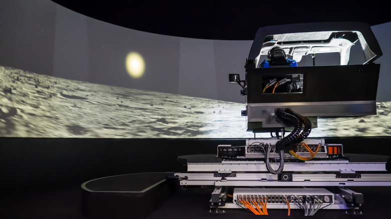 General Motors simulator traversing virtual surface of the Moon's South Pole