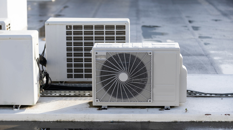 HVAC units sit on the roof of a building