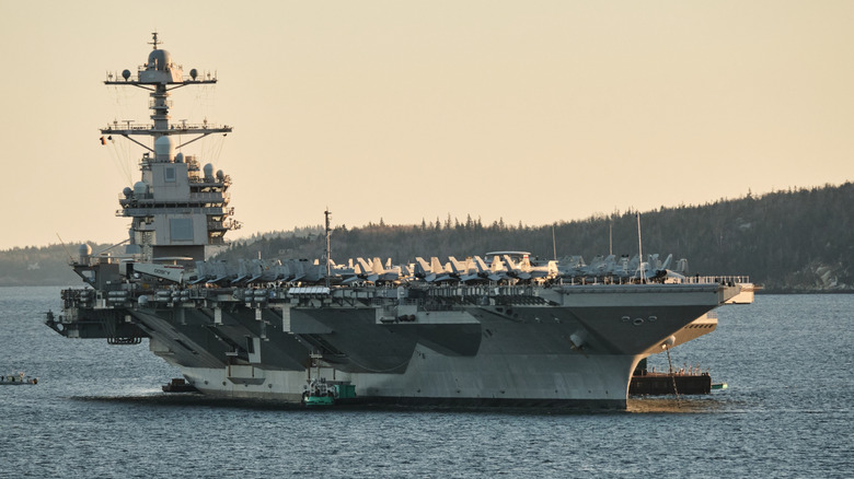 USS Gerald Ford near the shore