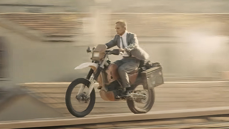Daniel Craig riding a Honda CRF250R