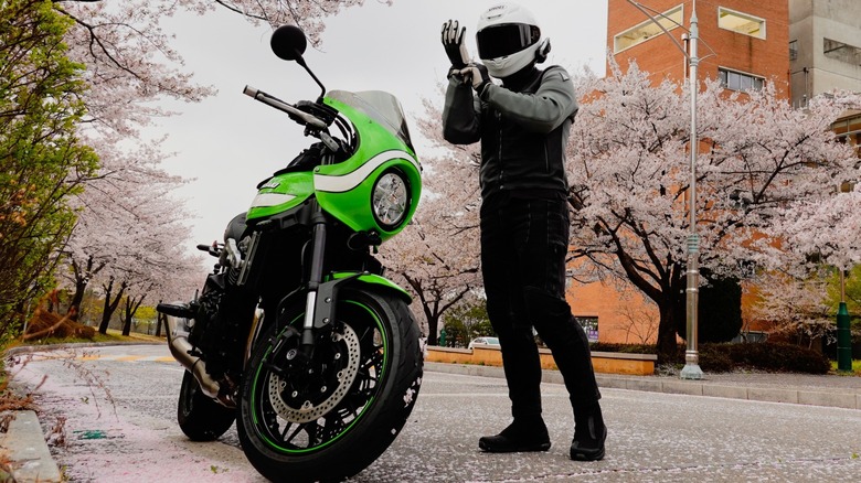 Rider with Kawasaki Motorcycle