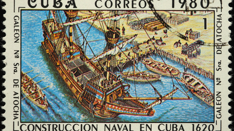 stamp of the construction of the Nuestra Señora de Atocha ship