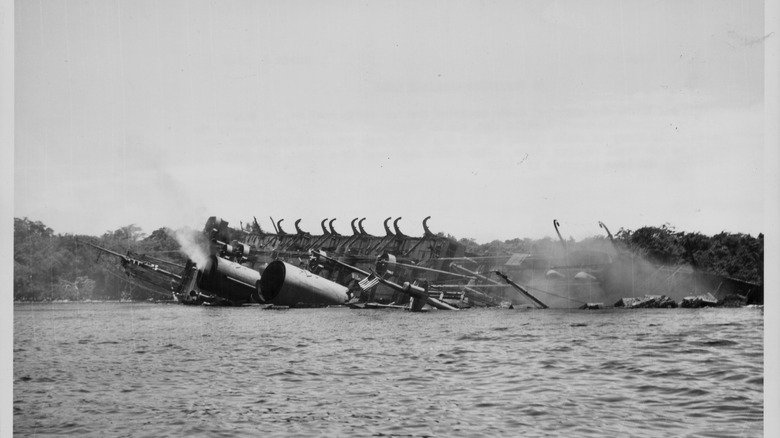 photograph of the sinking of the SS President Coolidge ship