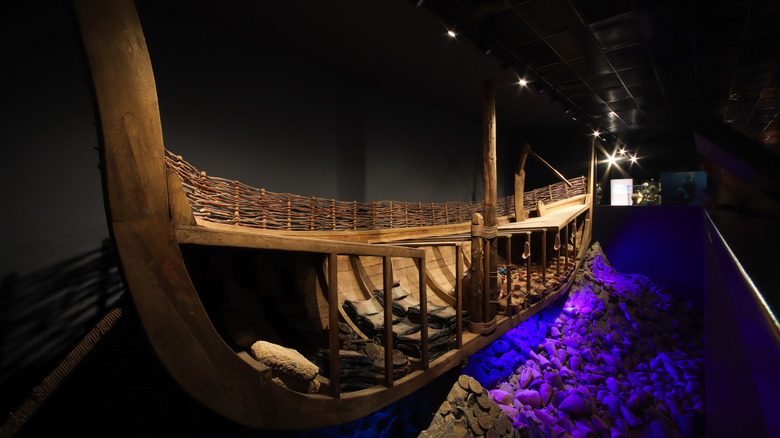 Uluburun wooden ship recreation on display