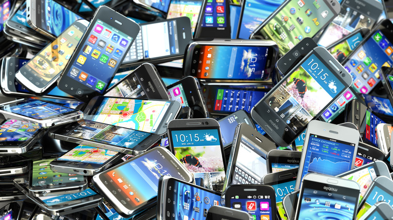 a heap of smart phones