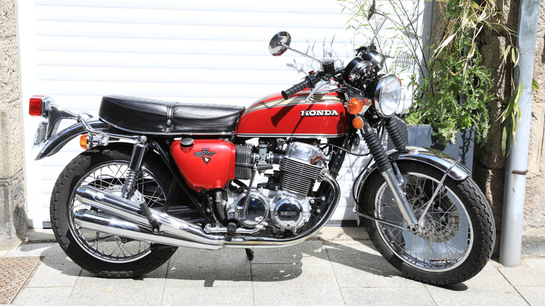 red Honda CB750 motorcycle
