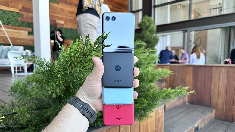 Moto RAZR+ phones stacked