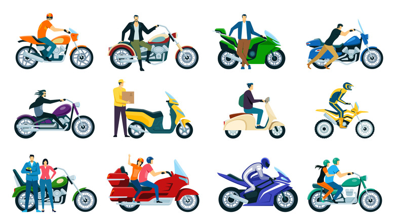Poster of different types of motorcycle sketches