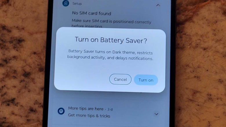 Moto G 5G battery saver popup