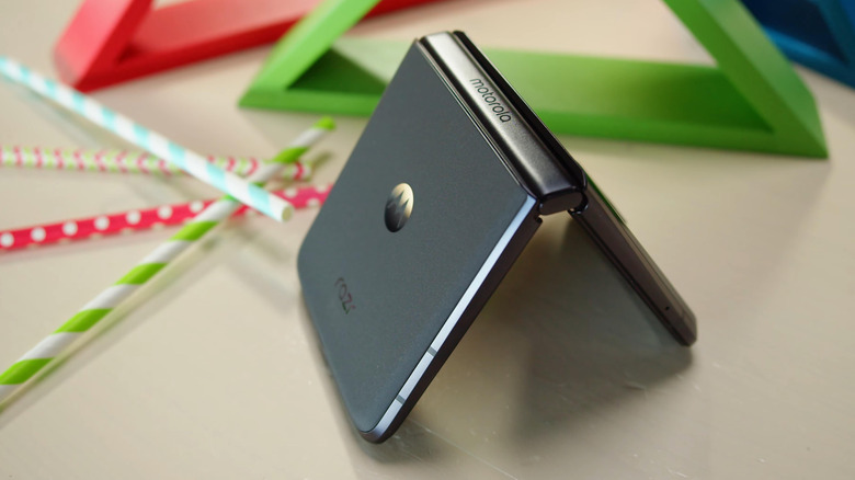 Top view of foldable Motorola phone.