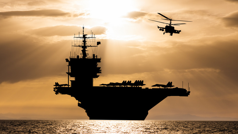 The USS Enterprise at sunset