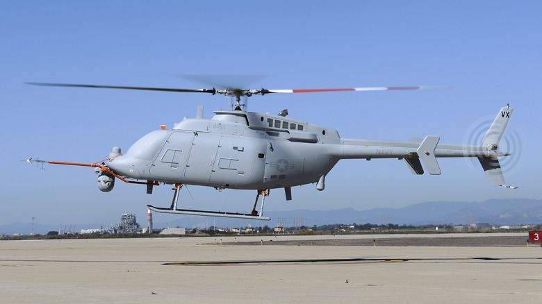 An MQ-8C Fire Scout unmanned aerial vehicle takes off