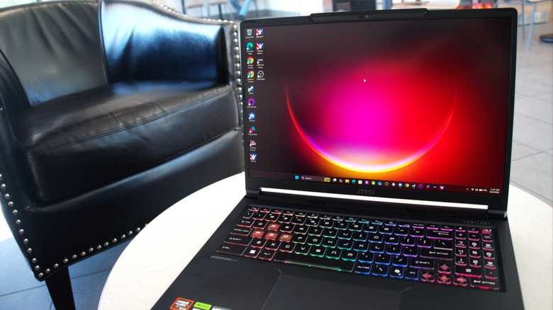MSI Crosshair 16 sitting open on a table