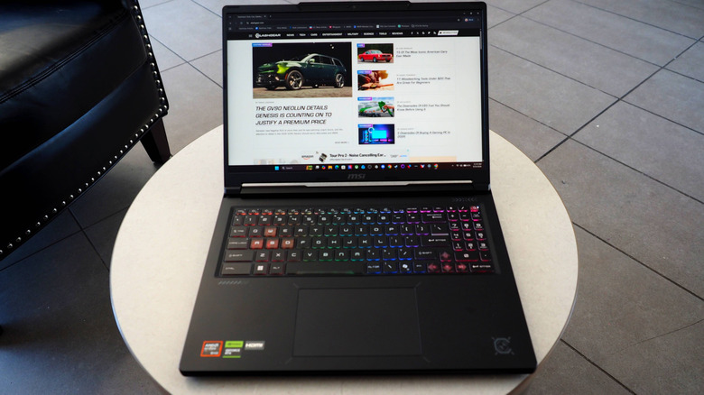 MSI Crosshair 16 sitting open on a table