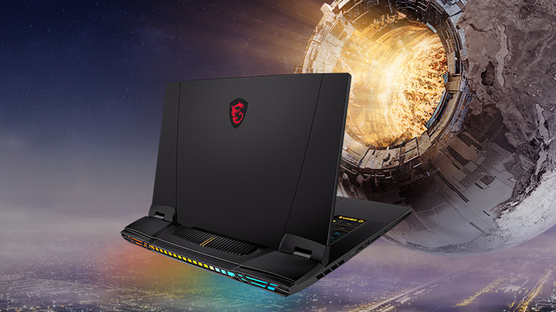 MSI laptop with sci-fi background