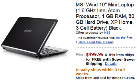 MSI Wind on Amazon