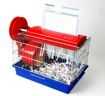 Hamster-powered shredder