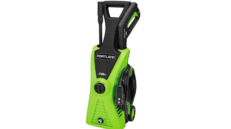Green Portland pressure washer upright