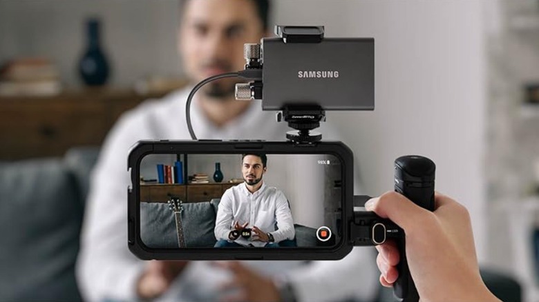 Samsung external drive attached to phone