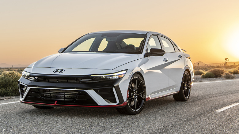 2024 Hyundai Elantra N parked at sunset