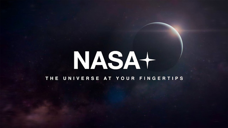 NASA+ logo with moon in background