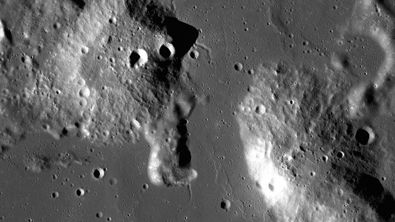 A satellite image of the Gruithuisen Domes.