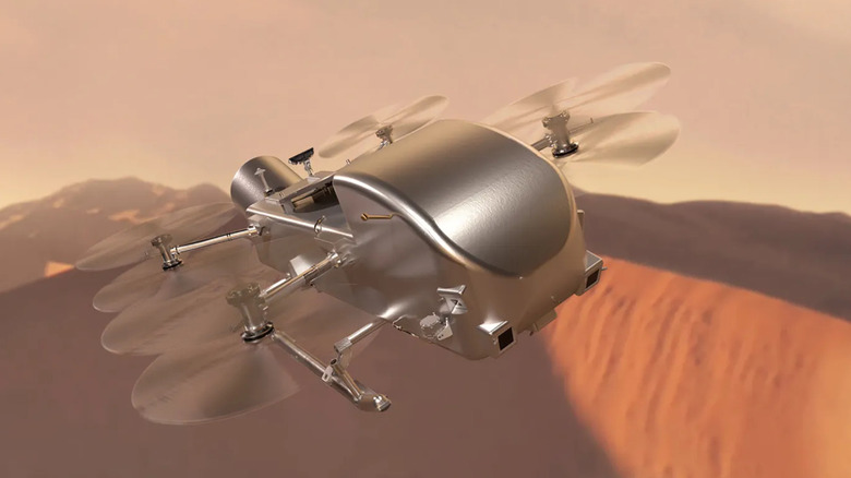 Artist's rendition of Dragonfly spacecraft in-flight on Titan