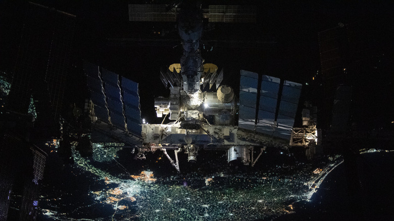 The ISS pictured above the Nile river delta.