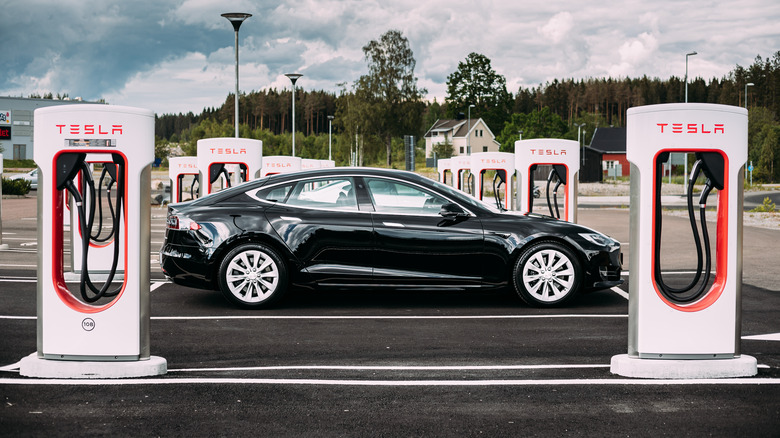 Tesla amongst superchargers
