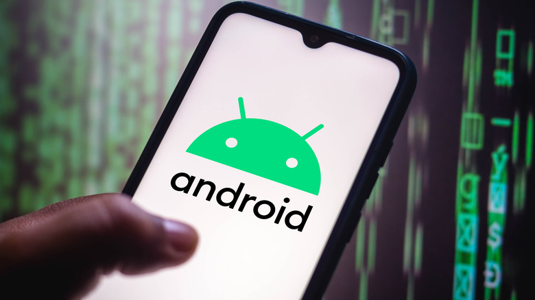 Android logo on smartphone 