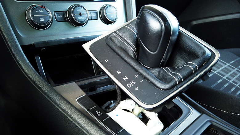 Broken car automatic gearbox stick in neutral position