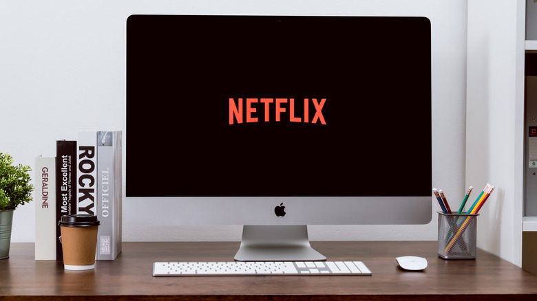 Watching Netflix on an iMac.